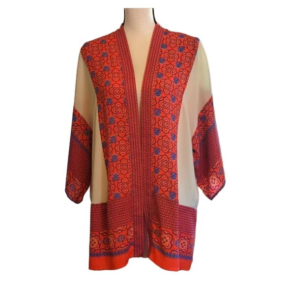 Daniel Rainn Stitch Fix Duster Kimono Boho Chic Lightweight Small Dolman Open Fr - Picture 1 of 6